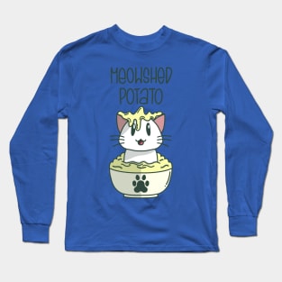 Meowshed potato with cat in the bowl Long Sleeve T-Shirt